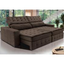 Sofá Retrátil e Reclinável 3,15m Cama inBox Big Puffer com SoftGelD40 Velupluma Café