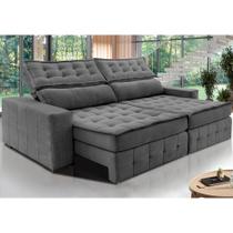 Sofá Retrátil e Reclinável 3,15m Cama inBox Big Puffer com SoftGelD40 Velupluma Cinza
