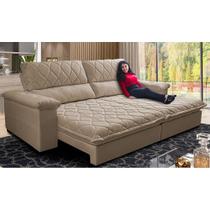 Sofá Retrátil e Reclinável 3,15m Molas Ensacadas Cama inBox Big Home Bordado 3D Linho Bege Escuro Sofá Retrátil e Reclinável 3,15m Molas Ensacadas Cama inBox Big Home Bordado 3D Linho Bege Escuro