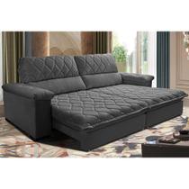 Sofá Retrátil e Reclinável 3,15m Molas Ensacadas Cama inBox Big Home com Bordado 3D Velusoft Cinza Sofá Retrátil e Reclinável 3,15m Molas Ensacadas Cama inBox Big Home com Bordado 3D Velusoft Cinza