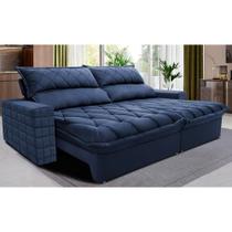 Sofá Retrátil e Reclinável 3,15m Molas Ensacadas Cama inBox Elegance com ThermoGel Velusoft Azul
