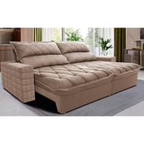 Sofá Retrátil e Reclinável 3,15m Molas Ensacadas Cama inBox Elegance com ThermoGel Velusoft Bege Sofá Retrátil e Reclinável 3,15m Molas Ensacadas Cama inBox Elegance com ThermoGel Velusoft Bege