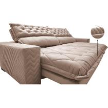 Sofá Retrátil e Reclinável 3,15m Molas Ensacadas Cama inBox Spazus. com Bordado 3D Velusoft