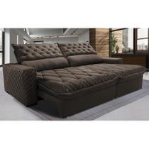 Sofá Retrátil e Reclinável 3,15m Molas Ensacadas Cama inBox Spazus. com Bordado 3D Velusoft Sofá Retrátil e Reclinável 3,15m Molas Ensacadas Cama inBox Spazus. com Bordado 3D Velusoft