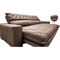 Sofá Retrátil e Reclinável 3,15m Molas Ensacadas Cama inBox Spazus. com Bordado 3D Velusoft