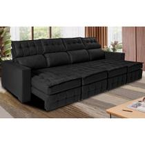 Sofá Retrátil e Reclinável 3,20m Molas Ensacadas e Costura Tripla Cama inBox Nobre Suede Preto Sofá Retrátil e Reclinável 3,20m Molas Ensacadas e Costura Tripla Cama inBox Nobre Suede Preto