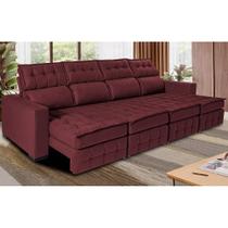 Sofá Retrátil e Reclinável 3,20m Molas Ensacadas e Costura Tripla Cama inBox Nobre Suede Vinho Sofá Retrátil e Reclinável 3,20m Molas Ensacadas e Costura Tripla Cama inBox Nobre Suede Vinho