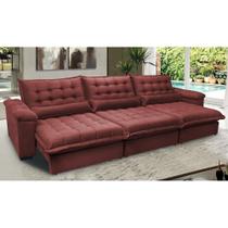 Sofá Retrátil e Reclinável 3,22m com Molas Ensacadas Cama inBox Aconchego Tecido Suede Vermelho Sofá Retrátil e Reclinável 3,22m com Molas Ensacadas Cama inBox Aconchego Tecido Suede Vermelho