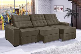 Sofá Retrátil e Reclinável 3,50m ESTILO ESTOFADOS - PARIS 3 módulos com Velusoft D33 "PRATA"