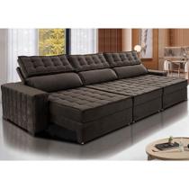 Sofá Retrátil e Reclinável 3,55m Cama inBox Big Star com SoftGelD40 Velupluma Café