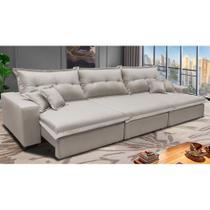 Sofá Retrátil e Reclinável 3,82m com Molas Ensacadas Cama inBox Prime Tecido Linho Bege Claro Sofá Retrátil e Reclinável 3,82m com Molas Ensacadas Cama inBox Prime Tecido Linho Bege Claro
