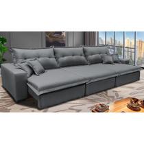Sofá Retrátil e Reclinável 3,82m com Molas Ensacadas Cama inBox Prime Tecido Linho Cinza Escuro Sofá Retrátil e Reclinável 3,82m com Molas Ensacadas Cama inBox Prime Tecido Linho Cinza Escuro