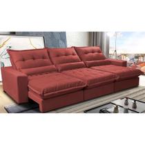 Sofá Retrátil e Reclinável 3,82m com Molas Ensacadas Cama Inbox Soft Tecido Suede Velusoft Vermelho Sofá Retrátil e Reclinável 3,82m com Molas Ensacadas Cama Inbox Soft Tecido Suede Velusoft Vermelho