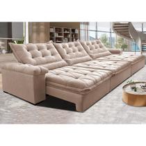 Sofá Retrátil e Reclinável 3,85m Cama inBox Big Fresh com SoftGelD40 Velupluma Bege
