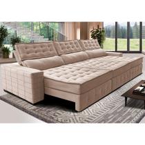 Sofá Retrátil e Reclinável 3,85m Cama inBox Big Puffer com SoftGelD40 Velupluma Bege Sofá Retrátil e Reclinável 3,85m Cama inBox Big Puffer com SoftGelD40 Velupluma Bege