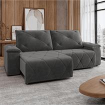 Sofá Retrátil e Reclinável 4 Lugares 230cm Texas Cinza Sofá Retrátil e Reclinável 4 Lugares 230cm Texas Cinza