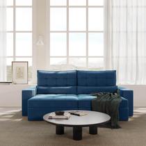 Sofá Retrátil e Reclinável 4 Lugares 250cm Embaúba Extra CabeCasa MadeiraOriginals Azul Diamante