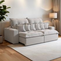 Sofá Retrátil e Reclinável 4 Lugares 290cm 6 Almofadas Dubai