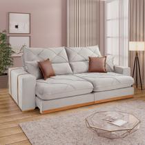 Sofá Retrátil e Reclínavel 4 Lugares Bouclé Gelo Zara 250cm Yescasa