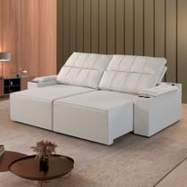 Sofá Retrátil e Reclinável 4 Lugares com Entrada USB e Porta Copos 290cm Austria Yescasa