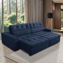 Sofá Retrátil e Reclinável 4 Lugares com Molas 2,70m Dani Suede Azul Adonai Estofados Sofá Retrátil e Reclinável 4 Lugares com Molas 2,70m Dani Suede Azul Adonai Estofados