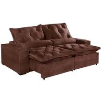 Sofá Retrátil E Reclinável 4 Lugares Elegance Tecido Suede 2,30m Marrom Sofá Retrátil E Reclinável 4 Lugares Elegance Tecido Suede 2,30m Marrom