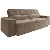 Sofá Retrátil e Reclinável 4 lugares Mamflex Petrópolis 3061 230 cm Tecido Veludo Capuccino Fino Paris
