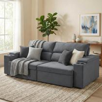 Sofá Retrátil e Reclinável 4 Lugares Molas Ensacadas 250cm Veludo Havana