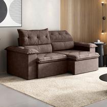 Sofá Retrátil e Reclinável 4 Lugares Suede Dream Touch Marrom Cupuaçu 240cm CabeCasa MadeiraOriginals