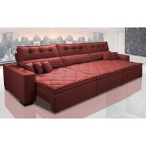 Sofá Retrátil e Reclinável 4,12m Austin com Molas no Assento Tecido Suede Velusoft Vermelho