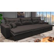 Sofá Retrátil e Reclinável 4,12m com Molas Ensacadas Cama inBox Prime Tecido Linho Marrom Sofá Retrátil e Reclinável 4,12m com Molas Ensacadas Cama inBox Prime Tecido Linho Marrom