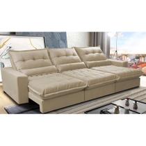 Sofá Retrátil e Reclinável 4,12m com Molas Ensacadas Cama Inbox Soft Tecido Suede Velusoft Bege Sofá Retrátil e Reclinável 4,12m com Molas Ensacadas Cama Inbox Soft Tecido Suede Velusoft Bege