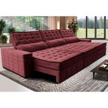 Sofá Retrátil e Reclinável 4,15m Cama inBox Big Puffer com SoftGelD40 Velupluma Vinho Sofá Retrátil e Reclinável 4,15m Cama inBox Big Puffer com SoftGelD40 Velupluma Vinho