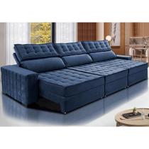 Sofá Retrátil e Reclinável 4,15m Cama inBox Big Star com SoftGelD40 Velupluma Azul