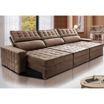 Sofá Retrátil e Reclinável 4,15m Cama inBox Big Star com SoftGelD40 Velupluma Castor
