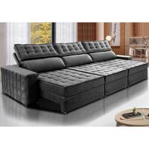 Sofá Retrátil e Reclinável 4,15m Cama inBox Big Star com SoftGelD40 Velupluma Cinza