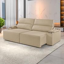 Sofá Retrátil e Reclinável 5 Lugares com Entrada USB e Porta Copos 290cm Irlanda Yescasa