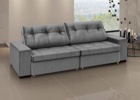 Sofá Retrátil e Reclinável 5 Lugares Linho com Molas Orion 280cm Cinza Grafite