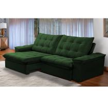 Sofá Retrátil e Reclinável Alasca New 4 Lugares Veludo Verde 230cm - Ferguile