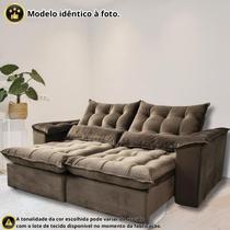 Sofá Retrátil e Reclinável Articulado com 1,90m de Largura e Abertura Grande em Tecido Veludo Premium com Pillow nos Braços e Assentos - Rio Confort Estofados