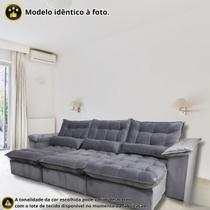 Sofá Retrátil e Reclinável Articulado com 2,65m de Largura e Abertura Grande com Pillow nos Braços e Assentos