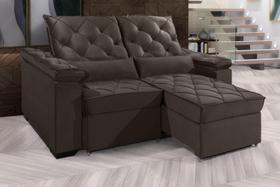 Sofá Retrátil e Reclinável BERLIM 2.10m Velusoft D33 "Marrom" - ESTILO ESTOFADOS
