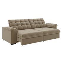 Sofá Retrátil E Reclinável Bipartido 2,50m 4 Lugares Palermo Slim Luizzi Castor