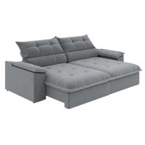 Sofá Retrátil E Reclinável Bipartido 2,50m 4 Lugares Veneto Slim Luizzi Chumbo