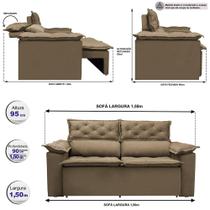 Sofá Retrátil e Reclinável Cama inBox Compact 1,50m Tecido Suede Velusoft Castor