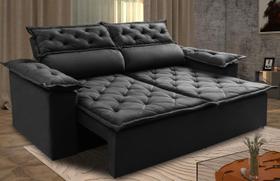 Sofá Retrátil e Reclinável Cama inBox Compact 1,50m Tecido Suede Velusoft Preto