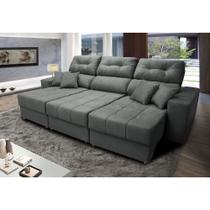 Sofá Retrátil e Reclinável Cama inBox Diamond 2,25m Tecido Suede Velusoft Cinza Sofá Retrátil e Reclinável Cama inBox Diamond 2,25m Tecido Suede Velusoft Cinza