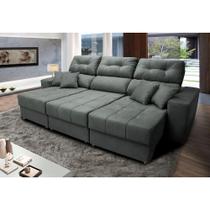Sofá Retrátil e Reclinável Cama inBox Diamond 2,52m Tecido Suede Velusoft Cinza Sofá Retrátil e Reclinável Cama inBox Diamond 2,52m Tecido Suede Velusoft Cinza