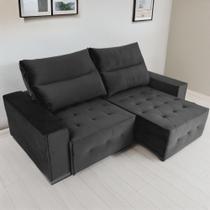 Sofá Retrátil e Reclinável Coimbra 2,50m Veludo Preto D28