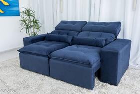 Sofá Retrátil e Reclinável com 2,00m/2,50m de Largura em Tecido Suede Azul - VENEZA ESTOFADOS